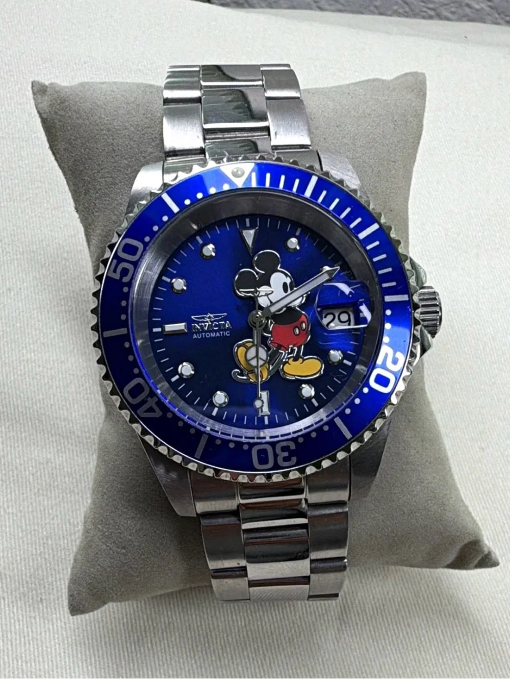 Invicta Men’s Blue Dial Mickey Mouse Automatic Stainless Steel Watch